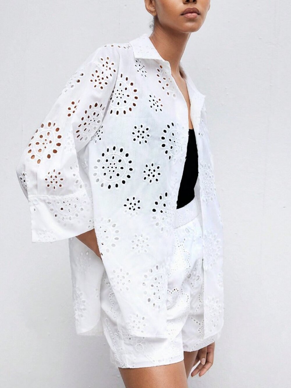 White Casual Women's Floral Elegant Blouses